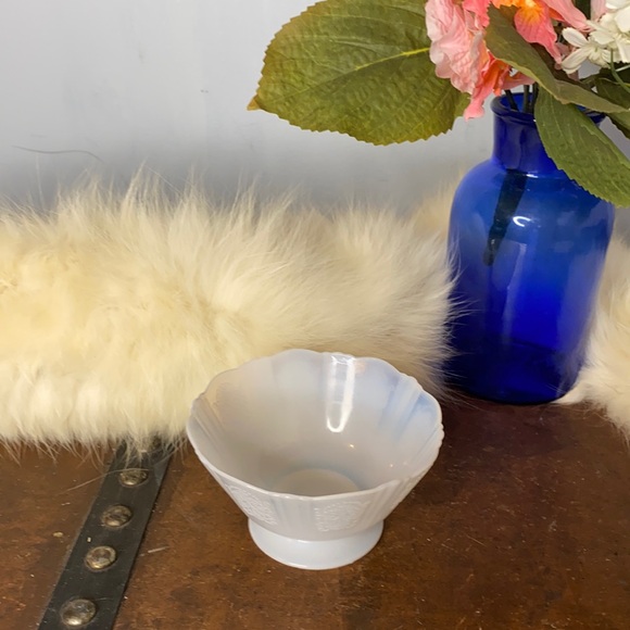 Antique Other - . Antique White Opaline Bowl - Opalescent Milk Glass Bowl